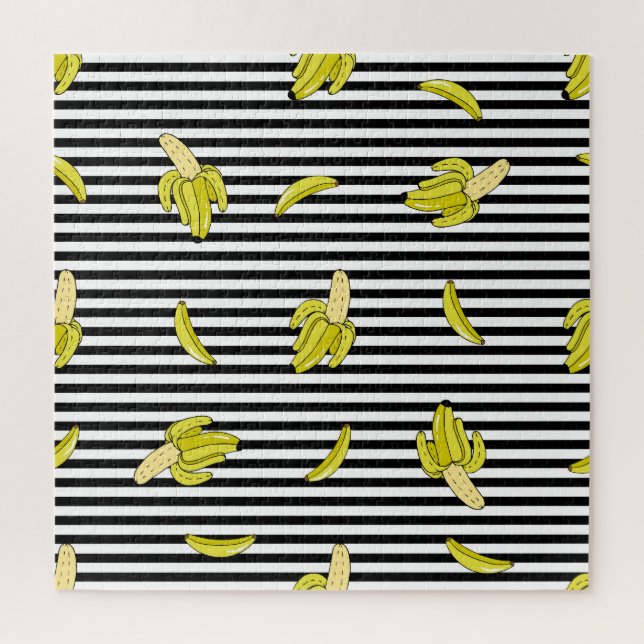 Quebra-cabeça Pedaços de bananas de cartoon: estilo retrô. (Vertical)