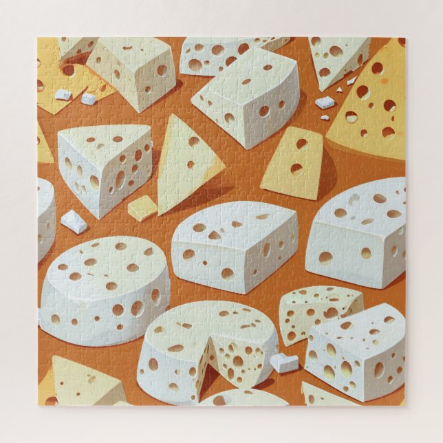 Quebra-cabeça Pedaços de Queijo Com Buracos Naturais Padrão Fofo (Vertical)