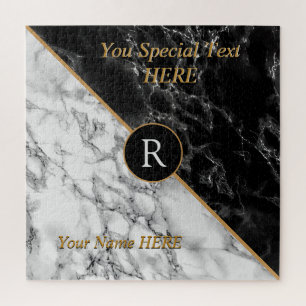 Quebra-cabeça Pedra de mármore preto e branco - Adicionar letra