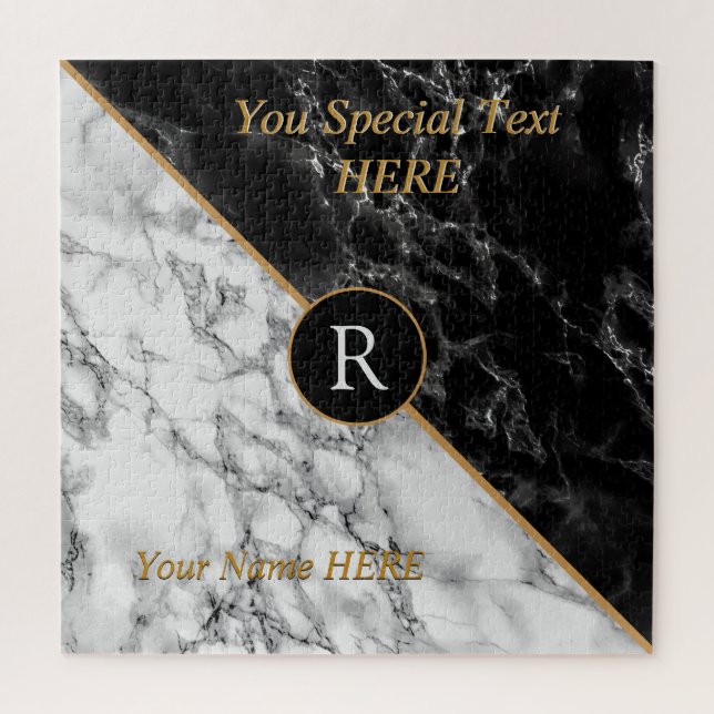 Quebra-cabeça Pedra de mármore preto e branco - Adicionar letra/ (Vertical)