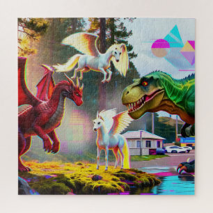 Quebra-cabeça Pégasus, Dragão, Dinossauro míticos e pré-históric
