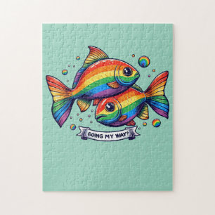 Quebra-cabeça peixe arco-íris gay LGBTQ