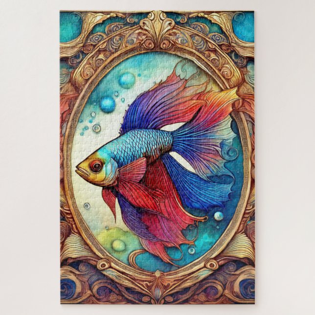 Quebra-cabeça Peixe Beta em Aquarela (Vertical)