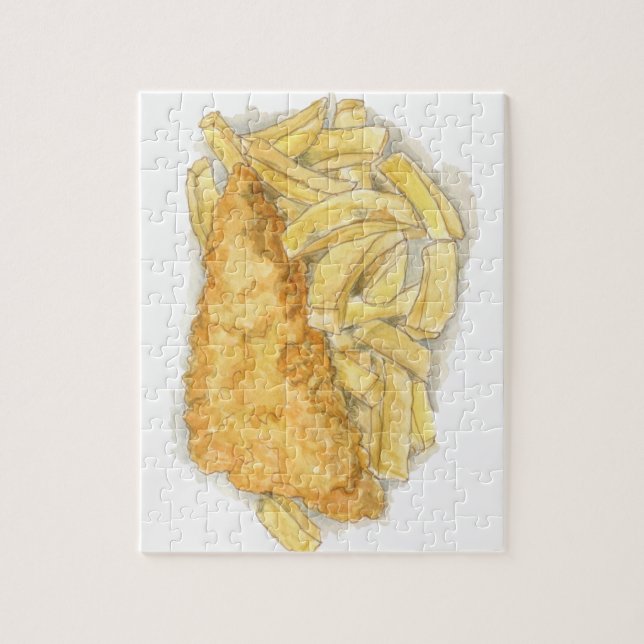 Quebra-cabeça peixe com batatas fritas (Vertical)