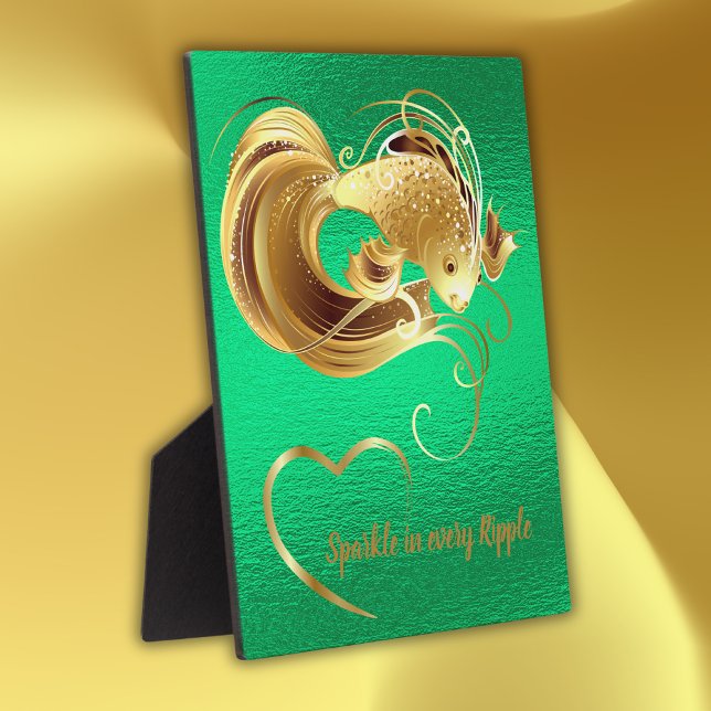 Quebra-cabeça Peixe-dourado Dourado no monograma de folha verde  (Criador carregado)