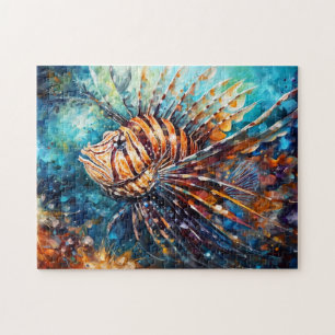 Quebra-cabeça Peixe-leão em Pintura a Óleo Expressiva do Oceano