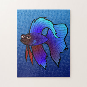 Quebra-cabeça Peixe-Lutador-Siamês Desenhado / Peixe-Lutador