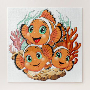 Quebra-cabeça Peixe palhaço Desenho animado Fofo Família Subaquá