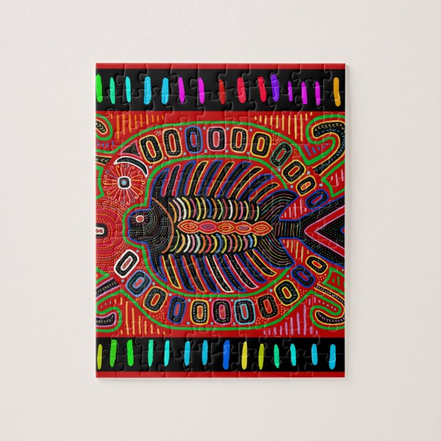 Quebra-cabeça Peixe Voador Mola Índio Cuna (Vertical)