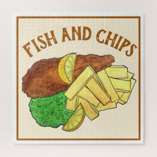 Quebra-cabeça Peixes e Chips Peas Britânicos Compram Takeaway