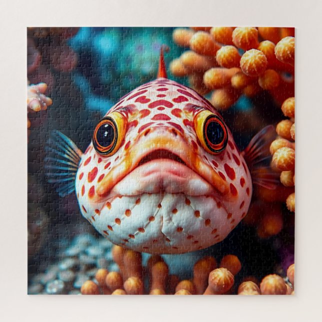 Quebra-cabeça Peixes Engraçados e Corais Perto  (Vertical)