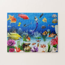 Peixes marinhos Sereia Ariel Submarino quebra-cabe