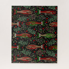 Quebra-cabeça Peixes Nadando Vermelho e Verdes Truta de Brook de