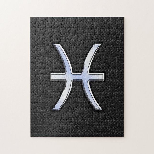 Quebra-cabeça Peixes Símbolo Zodíaco no Estilo Preto da Pele Cob (Vertical)