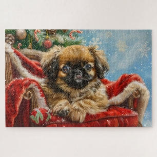 Quebra-cabeça Pekingese Cachorro Natal Festivo