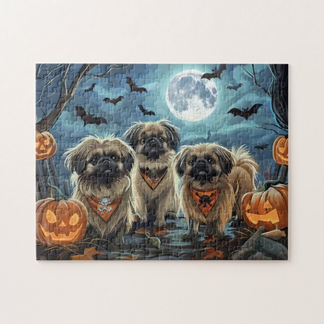 Quebra-cabeça Pekingese Halloween Spooky (Horizontal)