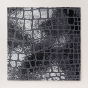 Quebra-cabeça Pele Preta Metálica de Cobra: Textura Elegante