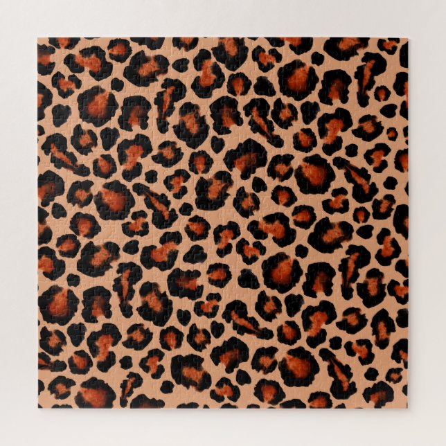 Quebra-cabeça Peles de leopardo, aquarela, fundo sem costura. (Vertical)