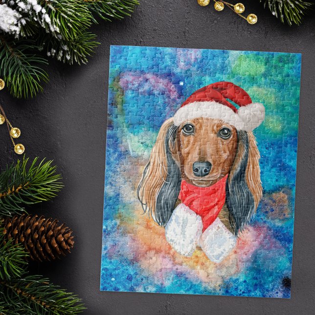 Quebra-cabeça Pêlos longos, dachshund Raça, Natal (Criador carregado)