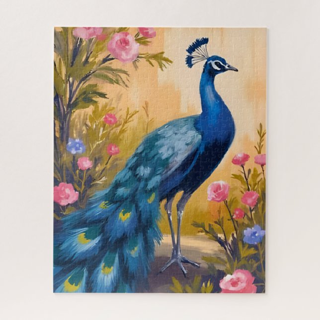 Quebra-cabeça Penas de Pavão Floral Animal Bonito (Vertical)