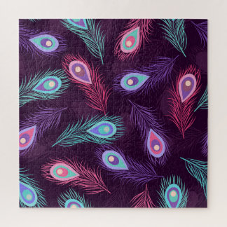 Quebra-cabeça Penas de Peacock: Vintage Desenhada À Mão.