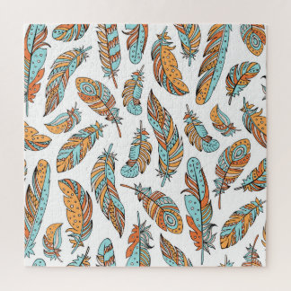 Quebra-cabeça Penas Decorativas: Arte Vintage Desenhada À Mão