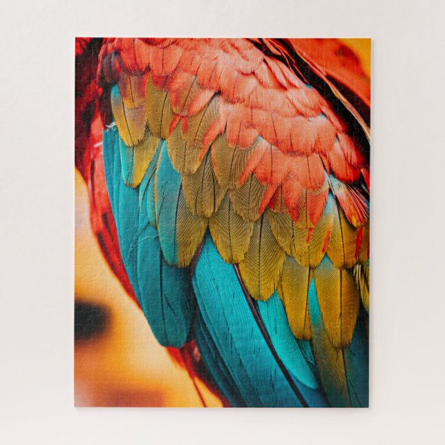 Quebra-cabeça Penas do Papagaio Macaw Fechadas (Vertical)