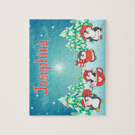 Quebra-cabeça Penguin Custom Christmas Child Name Puzzle 