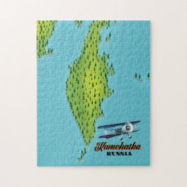 Quebra-cabeça Península de Kamchatka mapa de viagem Rússia.