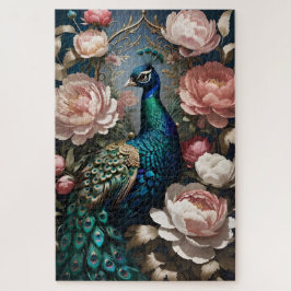 Quebra-cabeça Peonias Rosa-Rosa-Peacock Elegantes