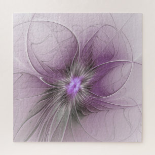 Quebra-cabeça Pequena Beleza Moderno Cinza Mauve Arte Fractal Fl