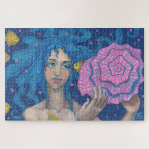 Quebra-cabeça Pequena Sereia, Arte Fantástica Submarina, Azul Ro