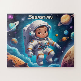 Quebra-cabeça Pequeno Astronauta no Sistema Solar Personalizado