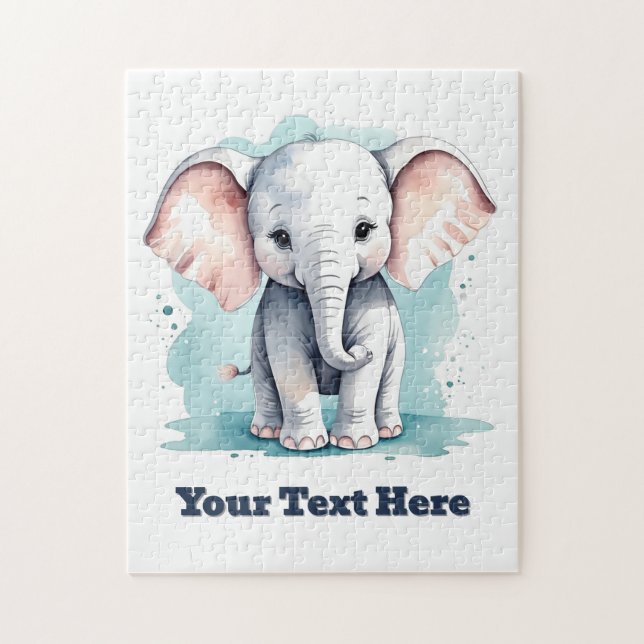 Quebra-cabeça Pequeno elefante personalizável (Vertical)