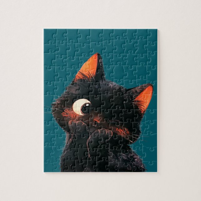Quebra-cabeça Pequeno Gatinho Preto Cheeky (Vertical)