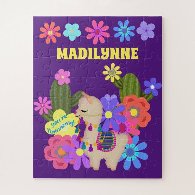 Quebra-cabeça Pequeno Lama e Flores Personalizam (Vertical)