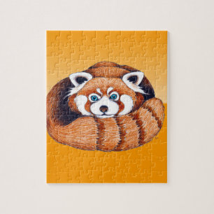 Quebra-cabeça Pequeno panda vermelho em laranja