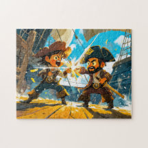 Pequeno Pirata Batalhando Contra Outro Pirata em u