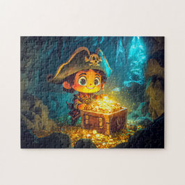 Quebra-cabeça Pequeno pirata descobre tesouro numa caverna