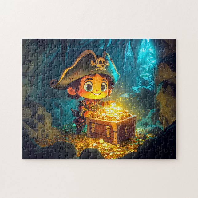 Quebra-cabeça Pequeno pirata descobre tesouro numa caverna (Horizontal)