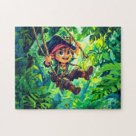 Quebra-cabeça Pequeno pirata se divertindo explorando a selva