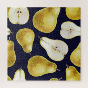 Quebra-cabeça Pera de régua, fundo preto, arte de jardim
