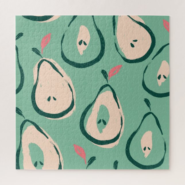 Quebra-cabeça Peras de Verão: padrão de fruta fresco. (Vertical)