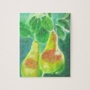 Quebra-cabeça Peras Prendendo de Pintura em Árvore