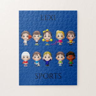 Quebra-cabeça Personagem de desenho animado desportivo infantil.