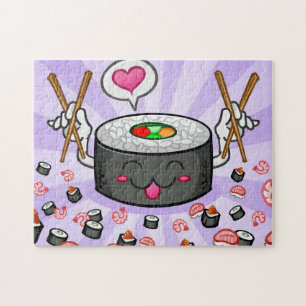 Quebra-cabeça Personagem de desenho animado do sushi que come