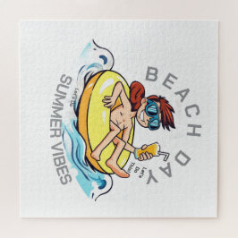 Quebra-cabeça Personagem de desenho animado no Dia da Praia no A