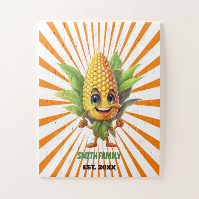 QUEBRA-CABEÇA PERSONAGEM PERSONALIZADO DE MILHO DIVERTIDO (Vertical)