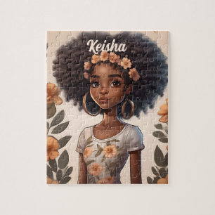 Quebra-cabeça personalizada de moça africana-ameri