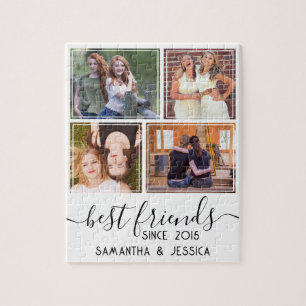 Quebra-cabeça Personalizado 4 Colagem de Fotografias Melhor Amig